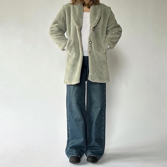 Vintage Faux Fur Coat Gray - Picture 2 of 7